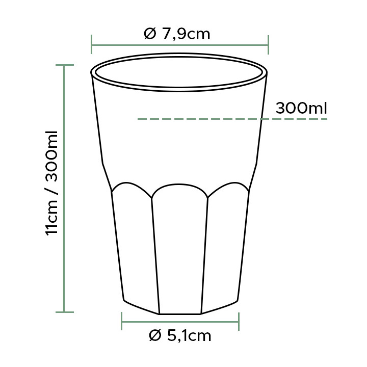 Plastic Cup PS Crystal "Deco" Clear 300 ml (30 Units)
