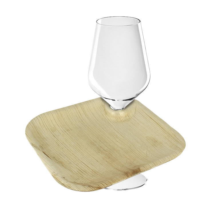 Plam Leaf Plate with Glass Holder 21x21x1,5cm (200 Units)