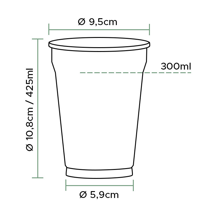 Plastic Cup PET 425 ml Ø9,5cm (50 Units)