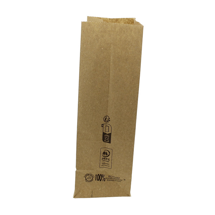 Paper Bag without Handle Kraft Brown 45g/m² 12+8x24cm (25 Units)