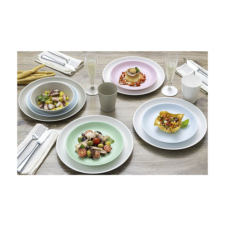 Reusable Plate Durable PP Mineral White Ø23,5cm (6 Units)