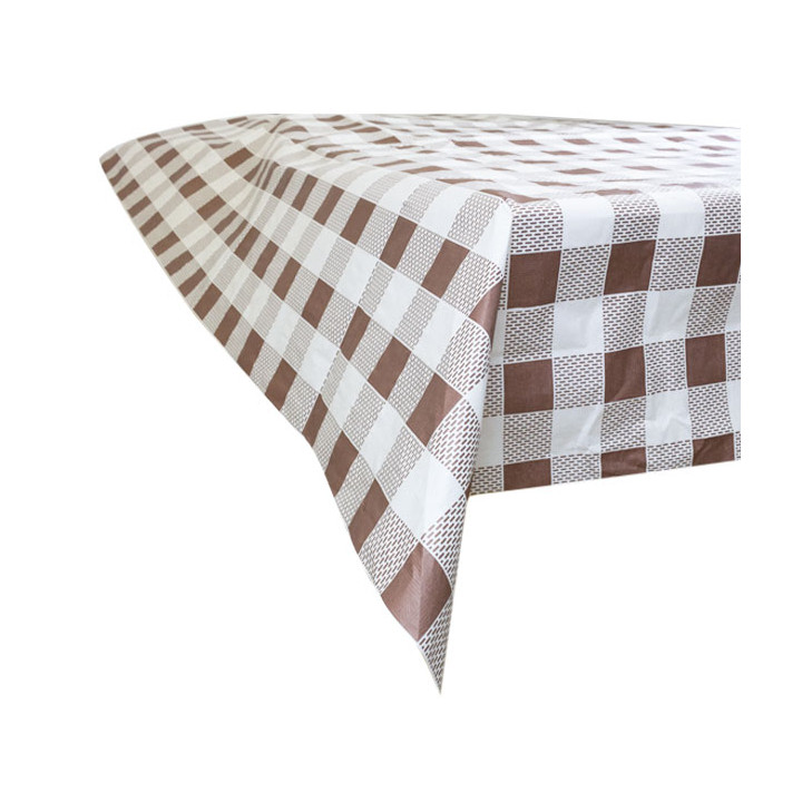 Pre-Cut Paper Tablecloth Brown Checkers 40g 1x1m (400 Units)  