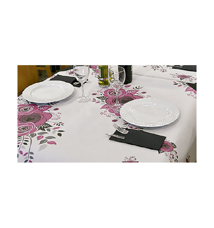 Pre-Cut Paper Tablecloth "Bouquet" 37g 1,2x1,2m (300 Units)  