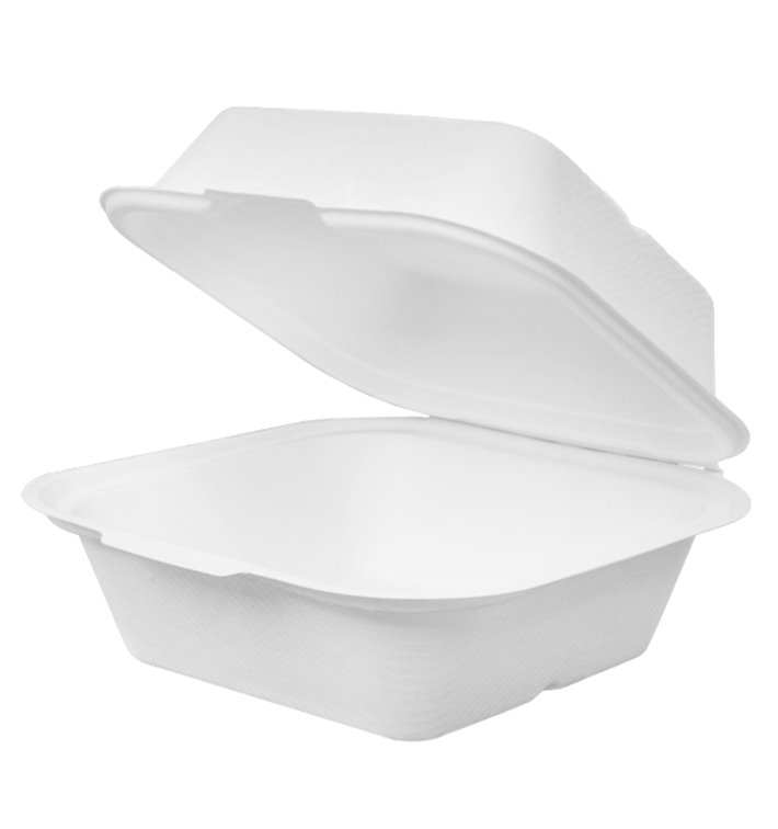 Sugarcane Burger Box White 15x15x7,5cm (500 Units)