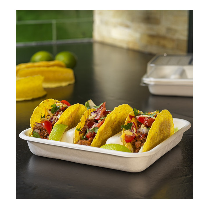 Sugarcane Taco Container White 18,5x18,5cm (300 Units)