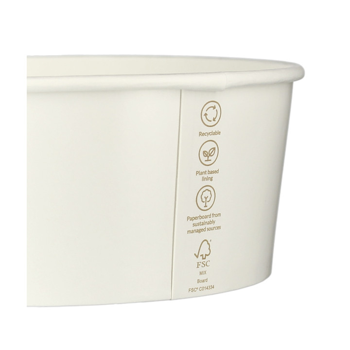 Renewable Paper Salad Bowl White 775ml Ø15cm (360 Units)