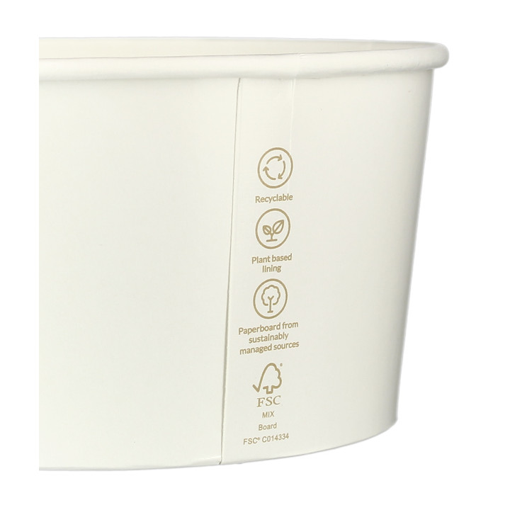Renewable Paper Salad Bowl White 1030ml Ø15,1cm (34 Units)