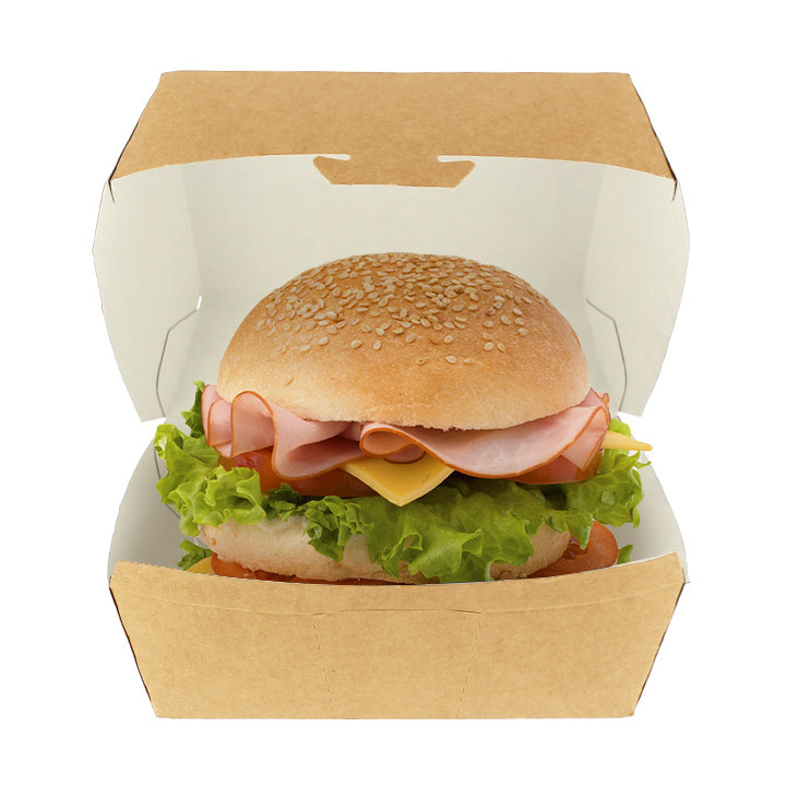 Paper Burger Box Kraft XXL 14,5x14,5x8cm (25 Units)