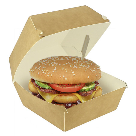 Kraft cardboard box for double hamburgers
