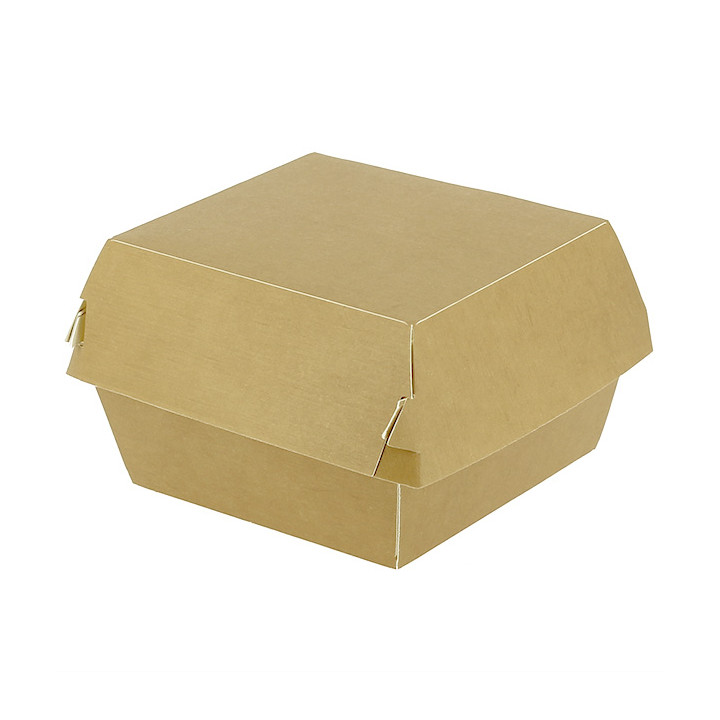 Paperboard Burger Box Kraft Double Closing 11x11x7,5cm (50 Units)