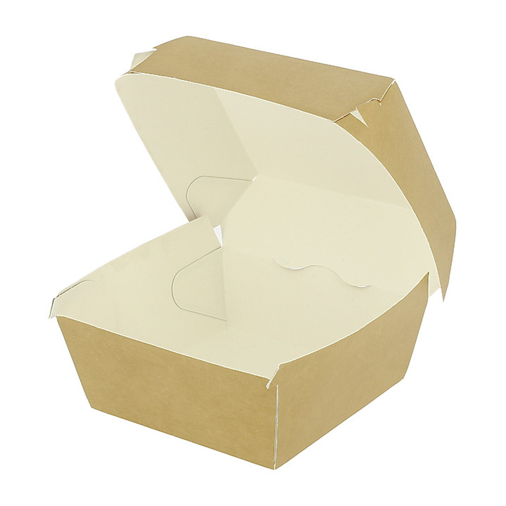 Paperboard Burger Box Kraft Double Closing 11x11x7,5cm (450 Units)