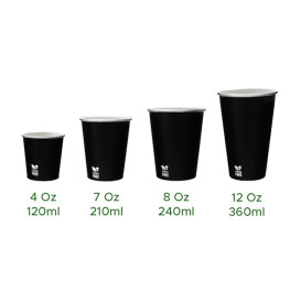 Plastic-Free Paper Cup 7 Oz/210ml Black Ø7,0cm (50 Units)