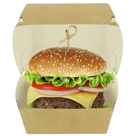 XXL kraft hamburger box with double closure