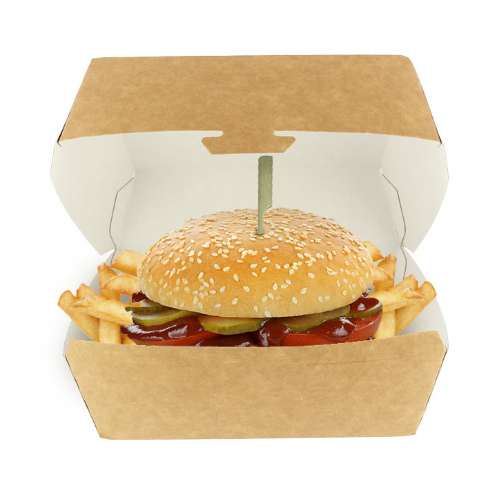 Paper Burger Box Kraft Mega Size 16,5x18x9cm (25 Units) 
