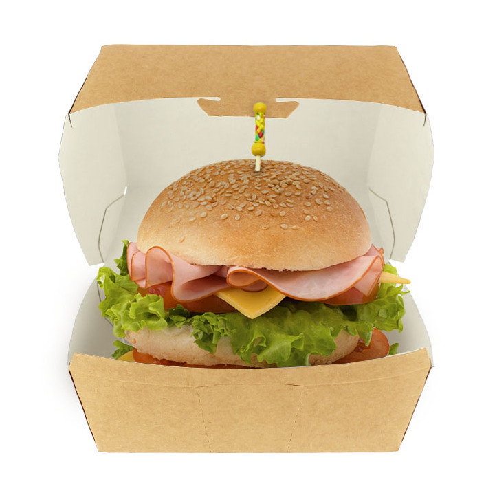 Paper Burger Box Kraft XXL 14,5x14,5x8cm (400 Units)