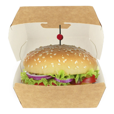 Kraft cardboard box for individual burgers in take away and foodservice