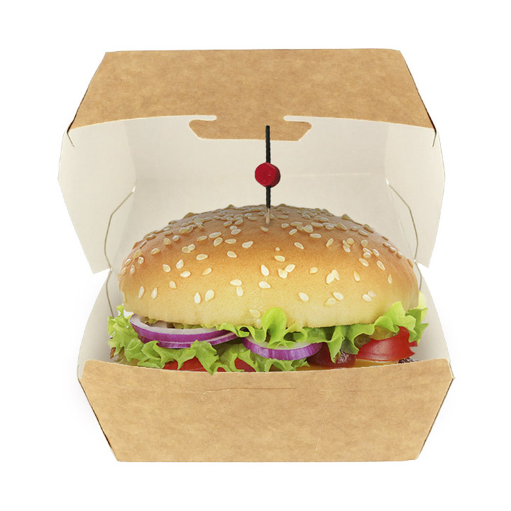 Paper Burger Box Kraft 12x12x7cm (25 Units)