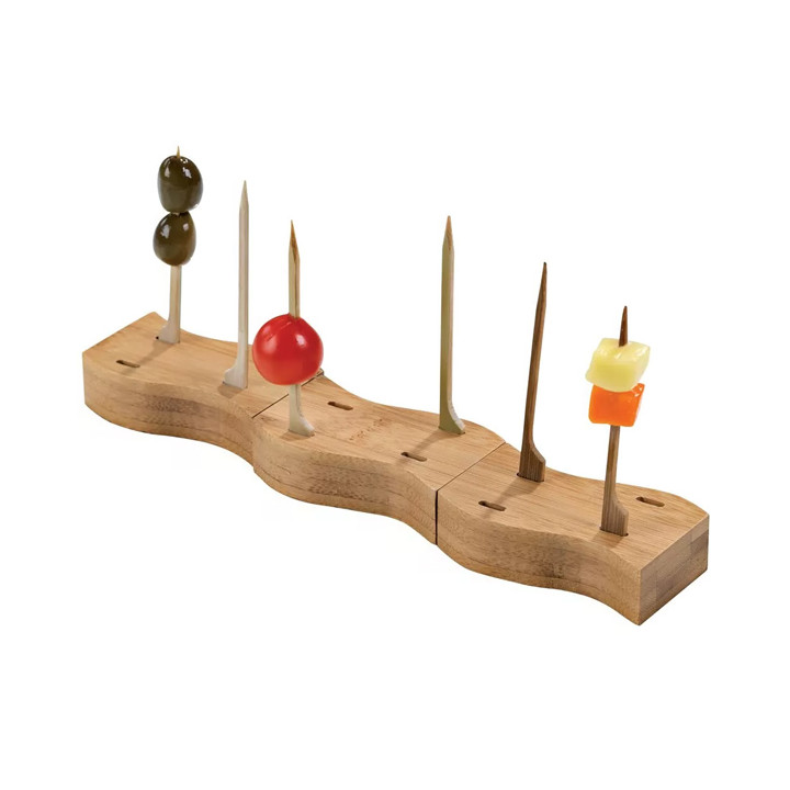 Bamboo Holder for Food Pick Golf Design 8x4cm (10 Units)