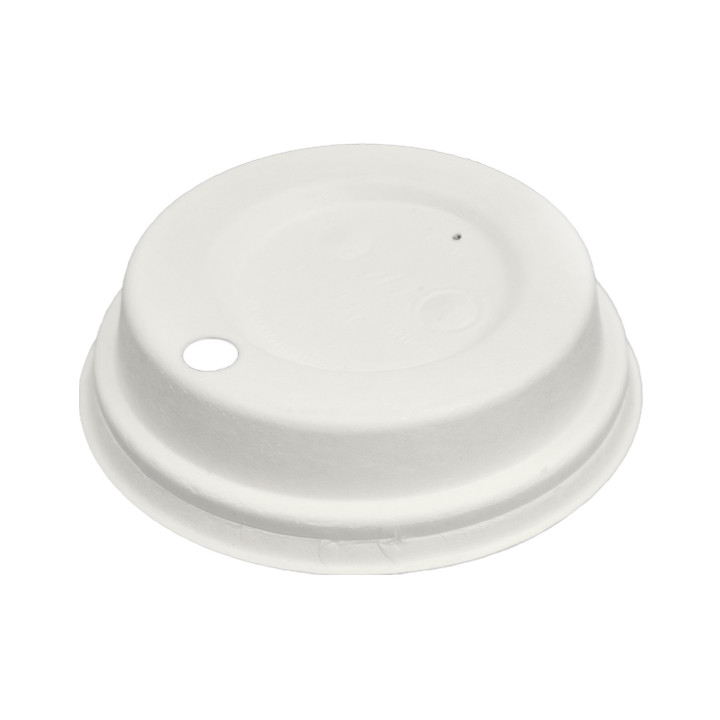 Lid with Hole of Moulded Cellulose Fibre White Ø8cm (1.800 Units)