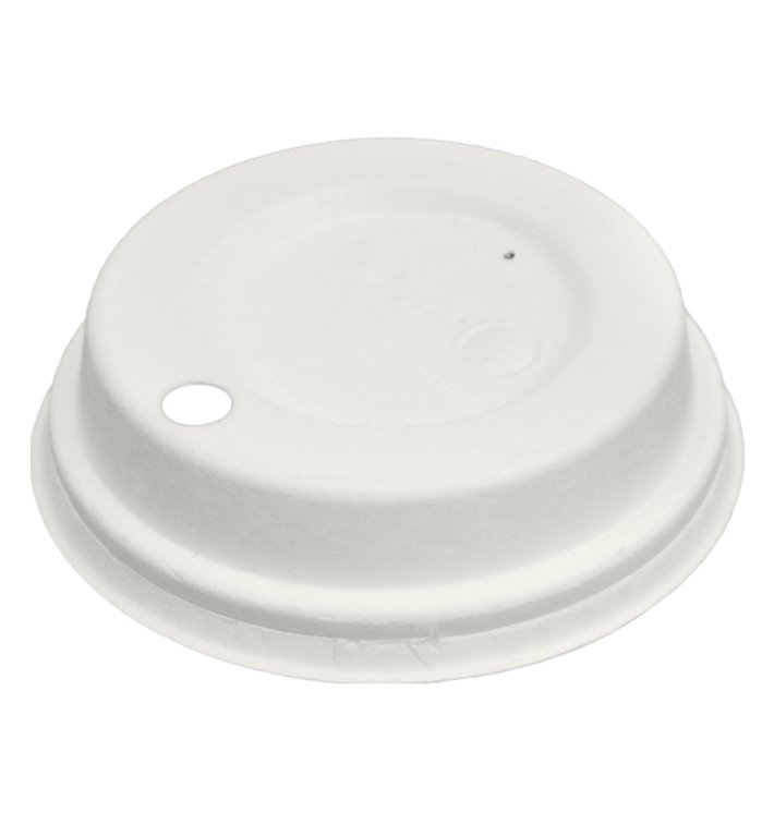Lid with Hole of Moulded Cellulose Fibre White Ø8cm (60 Units)