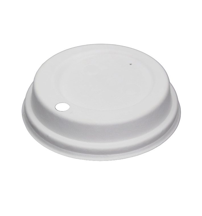 Lid with Hole of Moulded Cellulose Fibre White Ø9cm (1.200 Units)