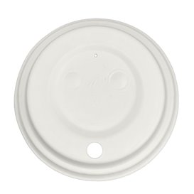 Lid with Hole of Moulded Cellulose Fibre White Ø8cm (1.800 Units)