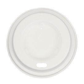 Lid with Hole of Moulded Cellulose Fibre White Ø7,0cm (60 Units)