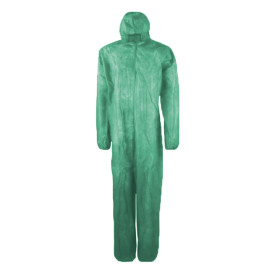 Disposable Plastic Coverall "TST" PP Hood Zipper Size XL Green (1 Unit) 