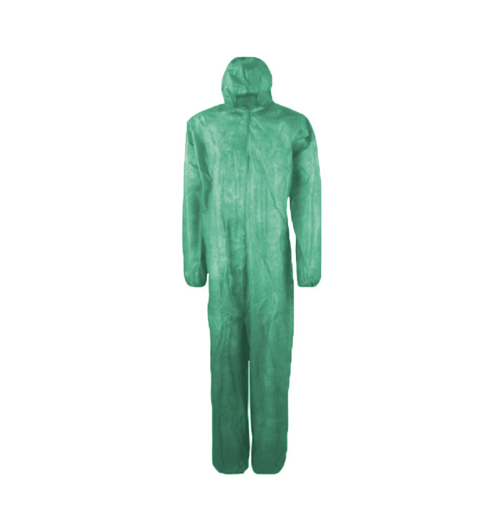 Disposable Plastic Coverall "TST" PP Hood Zipper Size XL Green (1 Unit) 