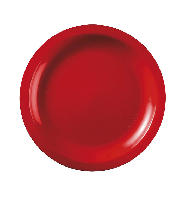 Plastic Plate Flat Red "Round" PP Ø18,5cm (600 Units)