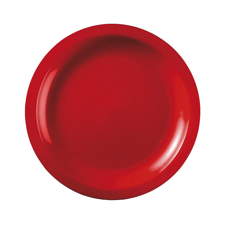 Plastic Plate Flat Red "Round" PP Ø18,5cm (600 Units)