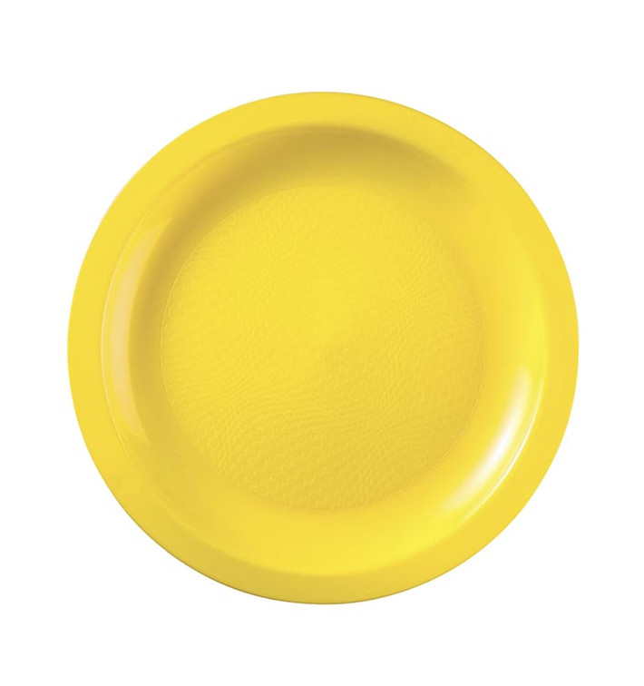 Plastic Plate Flat Yellow "Round" PP Ø18,5cm (25 Units) 