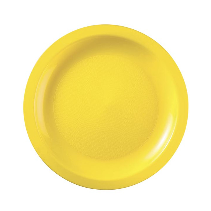 Plastic Plate Flat Yellow "Round" PP Ø18,5cm (25 Units) 