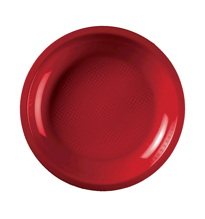Plastic Plate Flat Red "Round" PP Ø22 cm (600 Units)