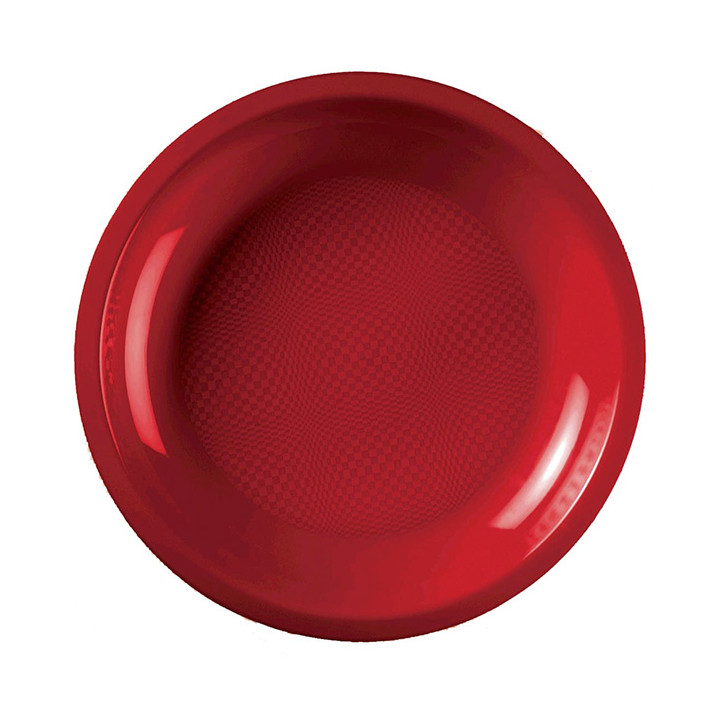 Plastic Plate Flat Red "Round" PP Ø22 cm (600 Units)