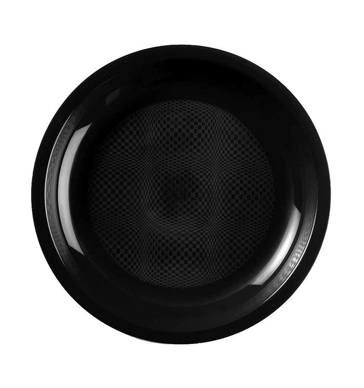 Plastic Plate Flat Black "Round" PP Ø22 cm (50 Units) 