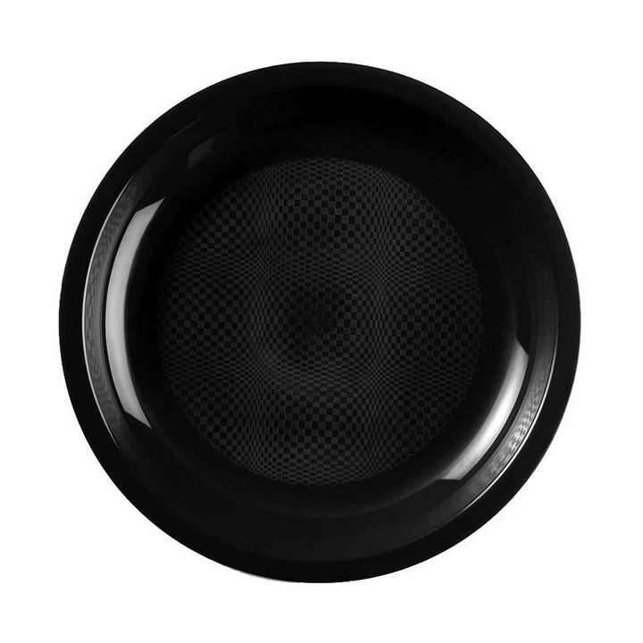 Plastic Plate Flat Black "Round" PP Ø22 cm (50 Units) 
