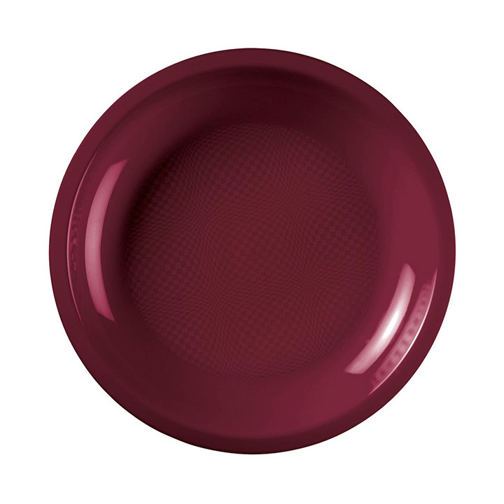 Plastic Plate Flat Burgundy "Round" PP Ø22 cm (50 Units) 