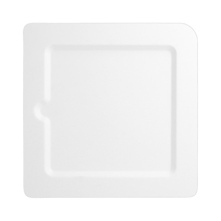 Sugarcane Plate Notched White 20x20 cm (50 Units) 