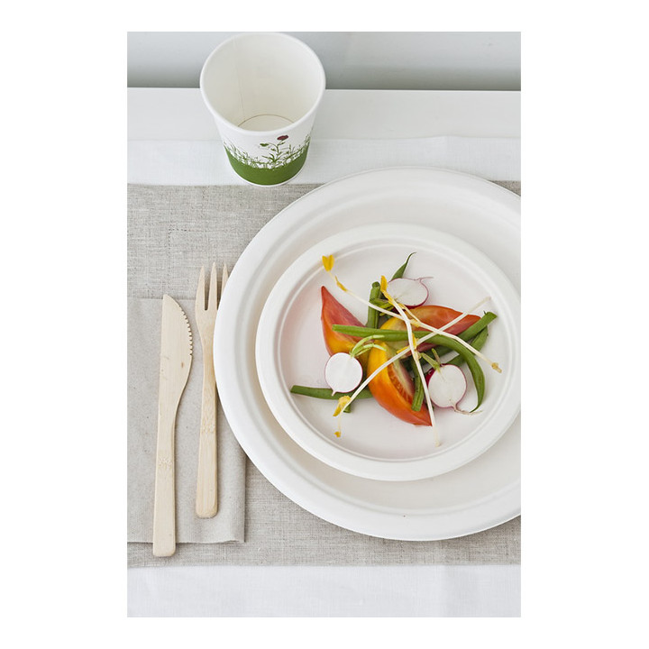 Sugarcane Plate White Ø18 cm (50 Units) 