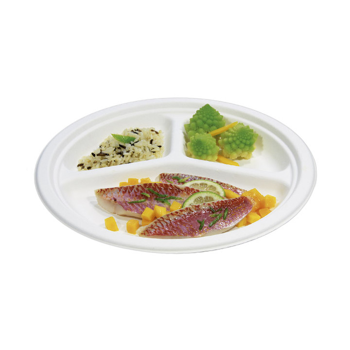 Sugarcane Plate 3C White Ø26 cm (400 Units)