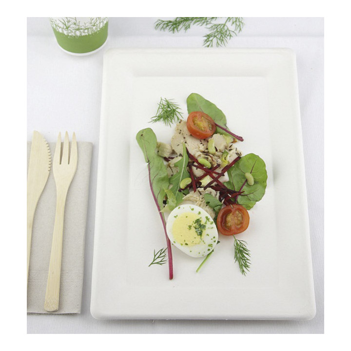 Sugarcane Tray White 20x28 cm (40 Units)