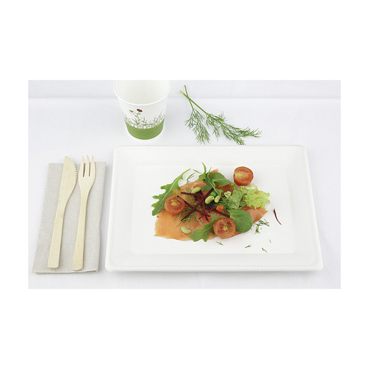 Sugarcane Tray White 20x28 cm (40 Units)