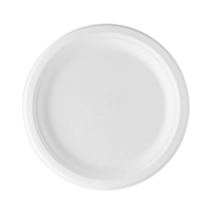 Sugarcane Plate Bagasse White Ø23 cm (500 Units)