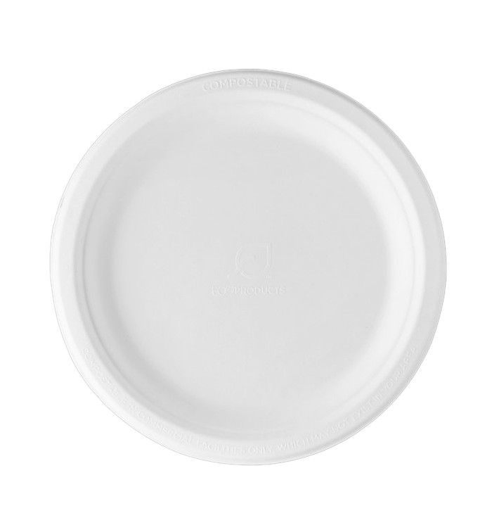 Sugarcane Plate Bagasse White Ø23 cm (50 Units) 