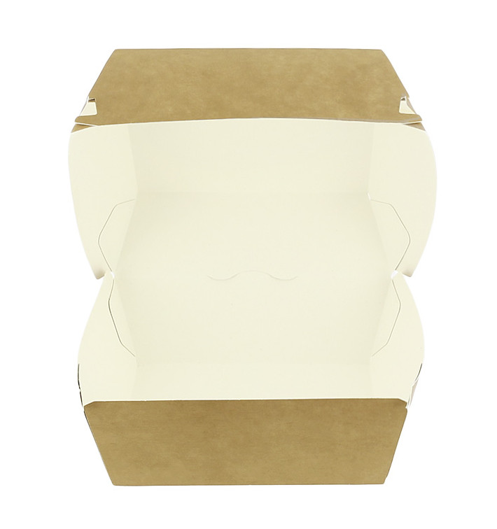 Paperboard Burger Box Kraft Mega Double Closing 15,5x15,5x10cm (50 Units)