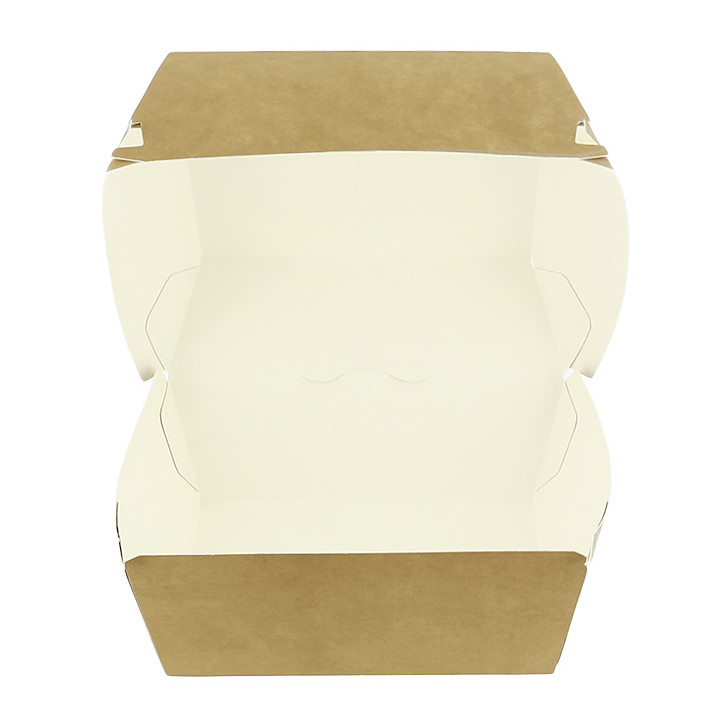 Paperboard Burger Box Kraft Mega Double Closing 15,5x15,5x10cm (200 Units)