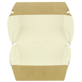 Paperboard Burger Box Kraft XXL Double Closing 13x13x9cm (50 Units)