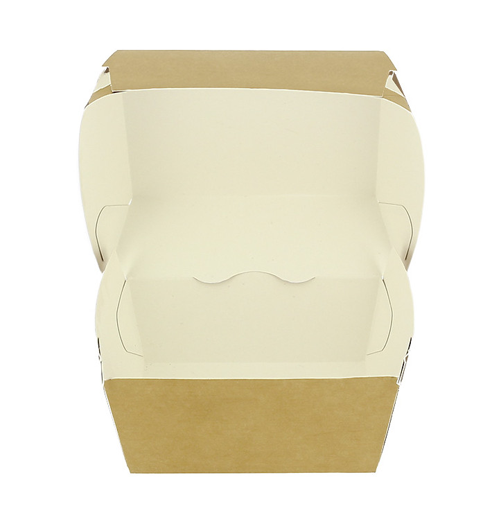 Paperboard Burger Box Kraft Double Closing 11x11x7,5cm (50 Units)