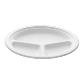Sugarcane Plate Bagasse 3C White Ø25,3 cm (50 Units) 
